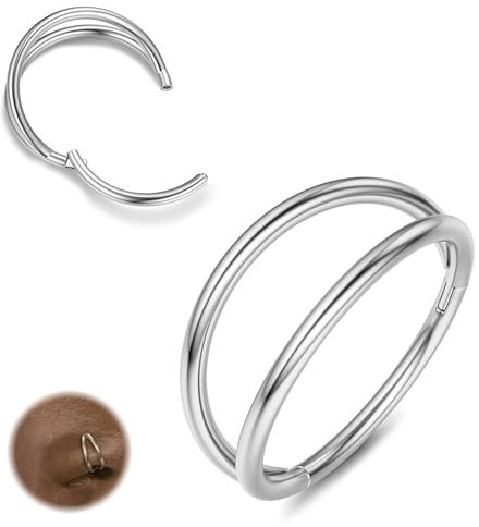 Diamday Doppelt/Dreifach Hinged Hoop nasenpiercing-316L Chirurgenstahl Nasenring Piercing Clicker Septum Schmuck Helix Lippenringe Knorpel Ohrring Turm Tragus Körper Piercing Schmuck 18G 16G