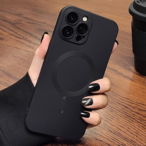 BanBE Matte magnetische Flüssigsilikonhülle für iPhone 15 14 13 12 11 Pro Max 14 15 Plus kabellose Lade-Telefonhülle, schwarz, für iPhone 15 Pro