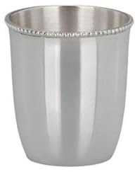 Schnapsbecher versilbert 5,5 cm - kleiner Becher aus Metall mit Perlrand, glatt poliert & anlaufgeschützt, eleganter Metallbecher für Likör, Schnaps, Spirituosen, Hausbar & Geschenk
