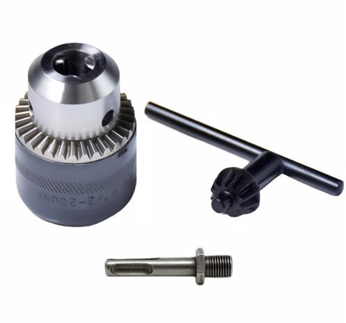 BRIOTA SDS Chuck Adapter, 1.5-13mm 1/2-20UNF SDS-Plus Drill Chuck Adapter with SDS Plus Connector and Chuck Keys for Drill, Heavy Duty Professional Tool