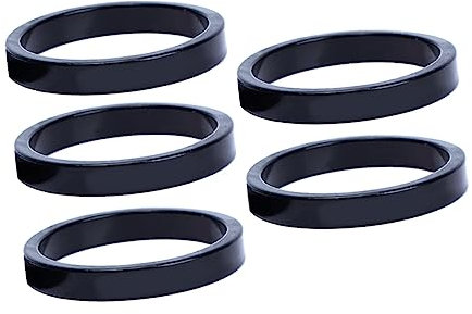 POPETPOP 5pcs Aluminium Alloy Bike Headset Spacers 3mm Black Front Fork Stem Washers for Road and Mountain Bikes Cycling Headset Adjustment