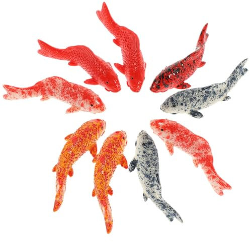 HOLIDYOYO 10 StüCk Realistische Miniatur-Koi-Fische Aquarium Dekoration Kleine Harz Figuren DIY Basteln Garten ZubehöR, Bunte Farben, 3.5cm