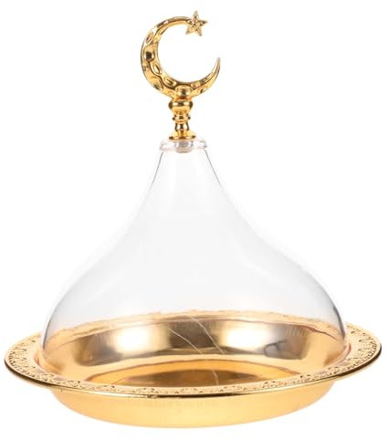 LABRIMP Kuchenplatte aus Zinklegierung Goldene mit Acryldeckel für Feste