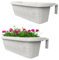 GarPet 2X Blumenkasten Balkongeländer Balkon Blumenkasten Balkonkasten mit Halterung Geländerkasten mit Wasserspeicher Rattan Optik Weiß 60 cm