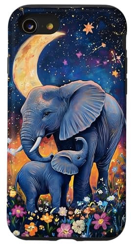 iPhone SE (2020) / 7 / 8 Elephant Moonlit Safari Case