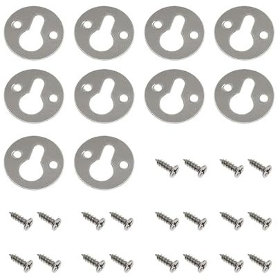 10Pcs Round Type Keyhole Iron Keyhole Hangers with Screws, Picture Frame Hanging Plate Picture Fasteners for Picture Wall Decorations Hanging