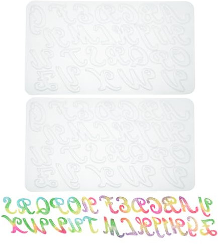PATIKIL Moule Résine Grand Alphabet avec Trou, 2 Pièces 15,1 x 9,2 Matrice Silicone Lettre Inversée pour Résine Époxy Moule Coulée Naturel pour Fabrication d'Ornements Porte-Clés, Blanc