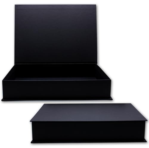 NEUSER PAPIER Geschenkbox mit Klappdeckel - 4 Stück - DIN A4 - Schwarz bezogen - innen schwarz kaschiert - 334 x 242 x 65 mm - Aufbewahrungsschachtel