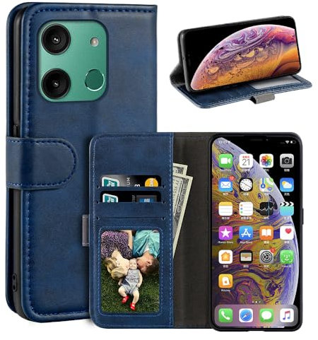 Schutzhülle kompatibel mit HMD Aura, magnetische Schutzhülle aus PU-Leder, Brieftaschen-Stil, modische Klapphülle mit Kartenfach und Ständer für HMD Aura 16,7 cm (6,5 Zoll)
