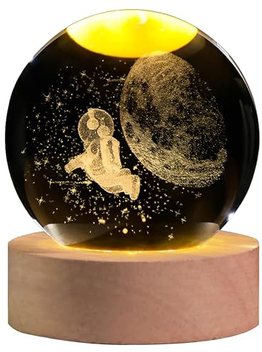 3D-Lasergravierte Astronauten-Kristallkugel, Weltraum-Galaxie-Dekoration, Glaskugel-Lampe, Nachtlicht, Universum, Astronomie, Geschenke für Frauen, Männer, Mutter, Kinder