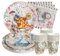 PARTY GO Lot de 96 assiettes de fête vintage Alice pour anniversaire, fête, comprend assiettes en carton, serviettes, couverts pour fête d'anniversaire, décoration de fête prénatale, 24 invités