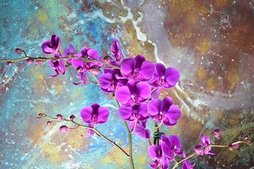 Purple Orchid Flower Jigsaw Puzzle 1000pcs Wooden Puzzle Family Decorations, Unique Present Suitable for Children and Adults