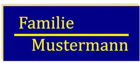 KIWISTAR UG ab 1 x - Targhetta porta nome 50 x 20 mm autoadesiva – blu giallo – Campanello personalizzato – cartello per cassetta delle lettere – con incisione – UV e resistente alle intemperie