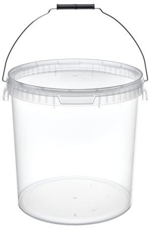 Garronda Seau en Plastique Transparent 20 litres avec Couvercle - pour Le Stockage de Produits Alimentaires et Chimiques - en Polypropylène - Lot de 1 - GD-0116