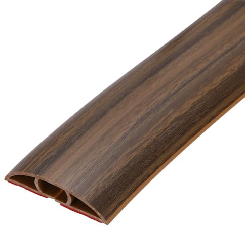 sourcing map 3 m Floor Cord Cover, Self Adhesive Cord Hider 50mm for Cable Management Cable Protector, Brown