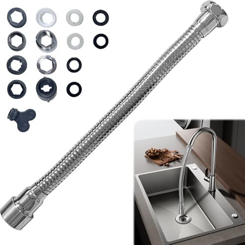 keyxer Rallonge de robinet, aérateur de robinet de 30 cm, tête de pulvérisation d'extension de robinet pivotante à 360 degrés, rallonge de fixation de robinet en acier inoxydable 304