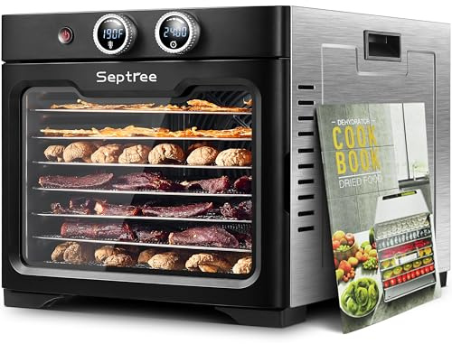 Food Dehydrator Machine for Home with 8 Stainless Steel Trays Holds 10 lbs Meat, 24H Digital Timer, Temperature Control, Commercial Dryer for