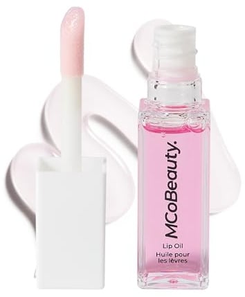 MCoBeauty Lip Oil Hydrating Treatment Tinted Lip Gloss - Sheer Pink | For Dry Lips, High Shine Lip Balm Moisturiser, Non Sticky Lip Tint Glaze, Vegan & Cruelty Free