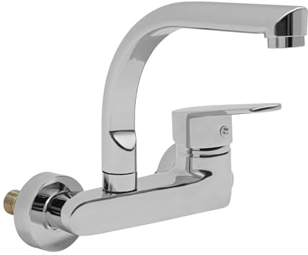 Küchenarmatur, 360° drehen Küchenwasserhahn, Wasserhahn Küche Silber, aus Messing, Armatur für Restaurants, Einkaufszentren, Hotels, Schulen