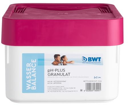 BWT pH-Plus Granulat 3 kg – schnell lösliches Alkalipulver zur Erhöhung des pH-Werts von Poolwasser, passend für Pools Aller Art – perfekte Wasserpflege mit optimalem pH-Wert 7,2-7,4