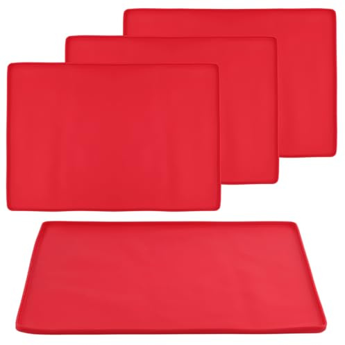 YIXNSW 4 Stück Silikon Backmatte, 30 x 40cm Rot Silikonmatte mit Rand, Antihaftbeschichtet Backmatte Silikon für Backblech, Ofen
