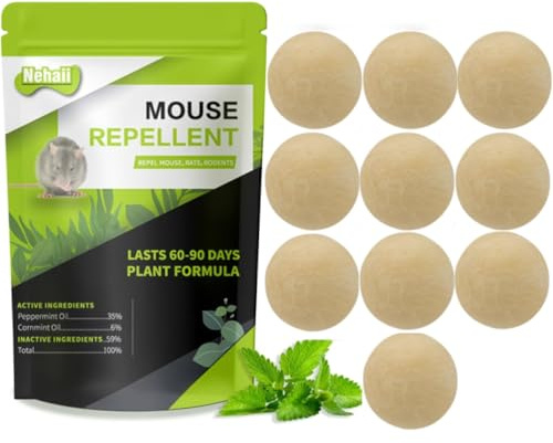 Nehaii Mouse Repellent, Peppermint Oil Mouse Repellent Ball, Rat Deterrent Outdoor, Keep Mice Away for Indoor-8P