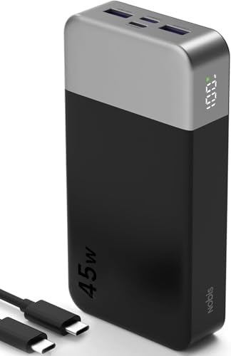 NOBIS 45W Power Bank Fast Charging 20000mAh Portable Charger | Battery Pack, 2*USB-C & 2*USB-A, Digital Display, Small Current Mode, Compatible with Phone 17 S25