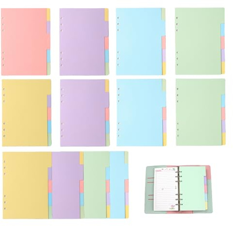 GYYXH A5 Trennblätter 6 Löchern 60 Blatt 5-farbig Spezialpapier | 5 Farben Gelb/Lila/Rot/Blau/Grün, für Ringbücher Ordner Planer Journal, beschreibbare Trennlaschen, langfristiger Vorrat