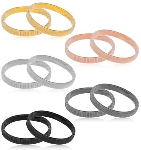 APLZGMG 10Pcs Sleeve Holders for Women & Men, Anti-Slip Elastic Metal Sleeve Garters, Stretchy Arm Bands for Long Shirt Sleeves (Silver, Black, Gold, Rose Gold, Matte Black)