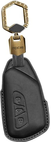 Autoschlüssel Hülle Kompatibel mit Golf 8 ID4 ID3(Black) | Für Cupra, GTE, Seat Leon MK4, Tarraco, Ateca & Octavia Leder Schlüsselanhänger 3-Tasten