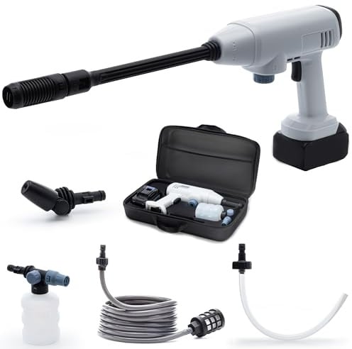 Gtremulent Idropulitrice a Batteria Portatile Professionale: 725PSI con Batteria da 21V 4.0Ah e Lancia Schiuma - Ugello ad Alta Pressione per la Pulizia di Auto/Terrazze e Giardini