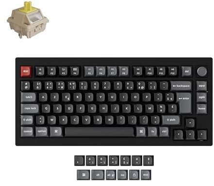 Keychron V1 Ultra 8K Clavier Mécanique sans Fil 75% Compact, 2.4GHz/Bluetooth 5.3/USB-C, Touches PBT OSA, RGB Personnalisable, Switches Banane Pom Hot-Swap pour Mac/Windows/Linux (Disposition AZERTY)