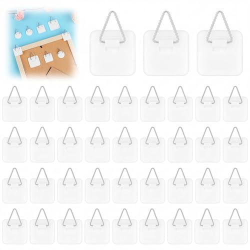 vsshe Picture Hanger Hooks, 36 Pcs Large Square Adhesive Plate Hangers for Walls, Invisible Stick Picture Frame Hooks Without Nails for Photo Frame and Art Wall Decoration Max Weight 3 KG