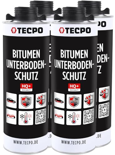 TECPO Unterbodenschutz Bitumen Schwarz 4 Liter UBS Saugdose Steinschlagschutz Korrosionsschutz Rostschutz Unterboden Auto Kfz Langzeit