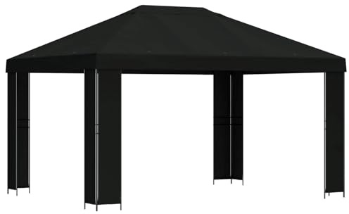vidaXL Pavillon 4 x 3 m Schwarz Polyester und Stahl 190, Garten und Terrasse, industrielle Designkonzepte für Urbane Räume mit nachhaltigen Materialien, anpassbare Lösungen im modernen Stil