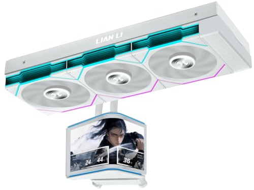 Lian Li HydroShift II OLED Curved 360 UNI FAN TL FLEX White | 360mm AIO Liquid Cooler with Curved OLED Display – Balanced Airflow and Refined Noise Control