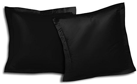 Lot de 2 taies d'oreillers 100% Coton – Douces, Respirantes et lavables – Tissage serré – Noir – Taille 63x63 cm – Certifiées Oeko-Tex – Home linge passion