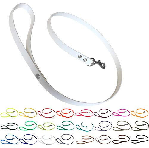 bio-leine Führleine Hundeleine mit Handschlaufe aus Biothane, 19mm breit, schmutz- und wasserabweisend, Leine für Hunde, 2,00 m Weiß