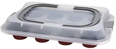 Tognana Sweet Cherry Stampo 12 Muffin con Coperchio, Acciaio al Carbonio