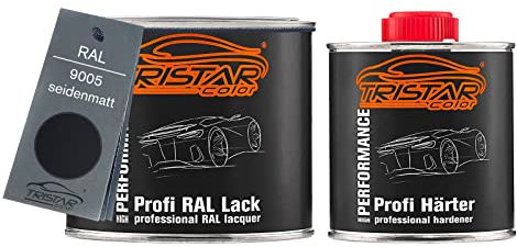 TRISTARcolor RAL 9005 Tiefschwarz seidenmatt 2K Autolack 0,75 Liter / 750 ml Dose inkl. Härter