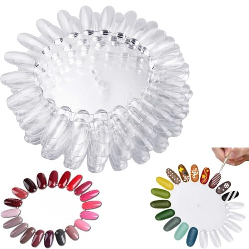 LYTIVAGEN 20 Pezzi Espositore Unghie Finte Ruota Nails in Plastica Compione Colore per Smalti Paletta Smalto per Unghie per Manicure(Trasparente, 24 * 12 * 4CM)