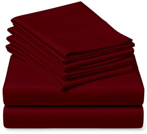 Mattress-Homes 6-teiliges Queen-Bettwäsche-Set, Hotel-Luxus-Kollektion, 100% ägyptische Baumwolle, 45,7 cm tiefes Spannbetttuch, weich und kühl, atmungsaktiv, Bettwäsche mit 4 Kissenbezügen, in