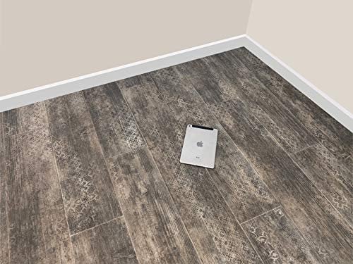Grandismo Modern Dark Oak Pattern Embossed Vinyl/Lino Flooring For Bathroom/Kitchen - Moroccan/Victorian Embossed Chic Pattern Effect Cushion - Anti Slip (4 metres, 4 metres)
