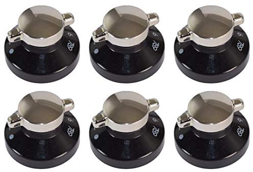 Ufixt Compatible Black Silver Replacement Oven Cooker Hob Control Knob Fits Diplomat Pack of 6