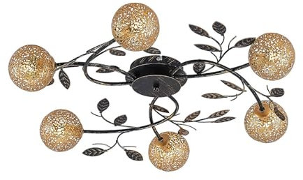 Lucande Deckenlampe Evory (Florentiner) in Schwarz aus Metall (6 flammig, G9) - Florentiner Deckenleuchte Lampe Wohnzimmerleuchte