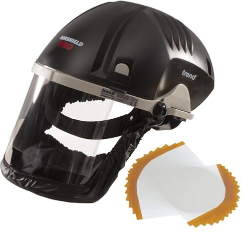 Trend Airshield Pro Full Air Circulating Face Shield mit 10 x Ersatzvisier Overlays, Kompletter Staubschutz für Holzbearbeitung, AIR/PRO/D1