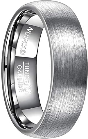 NUNCAD Bague Fiancailles Homme Femme Argent 7mm en Tungstène Mate Sans Motif Poli pour Anniversaire Alliance Mariage Taille 61(19.4)