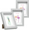 EUGAD Lot de 3 Cadre Photo en Bois 30x40cm, Style 3D Cadre de Boîte d'Ombre Profonde pour Objets jusqu'à 1,5cm, Galerie Photos Décoration Murale avec Passe-Partout vitre en Verre, Argent