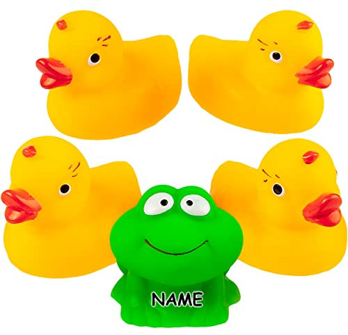 alles-meine.de GmbH Badeenten - Baby & Wasserspielzeug Verschiedene Artikel frei wählbar 5 TLG. Set - Gummienten/Bade - Enten & Frosch - inkl. Name - 6 cm - Baby & Badewann..