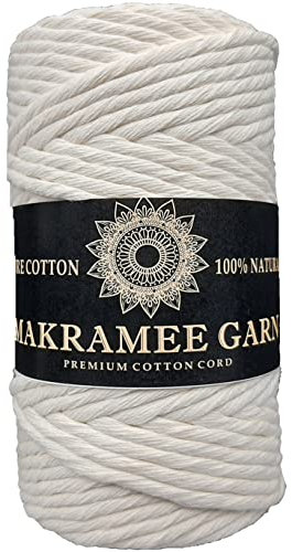 Generisches Makramee-Garn, Baumwollgarnschnur, 100 natürliche Baumwollschnur, perfekt zum Basteln, Heimwerken, Basteln und Stricken. 100 natürliche Baumwollgarne, dicke Makrameeschnur, natürlich, ung